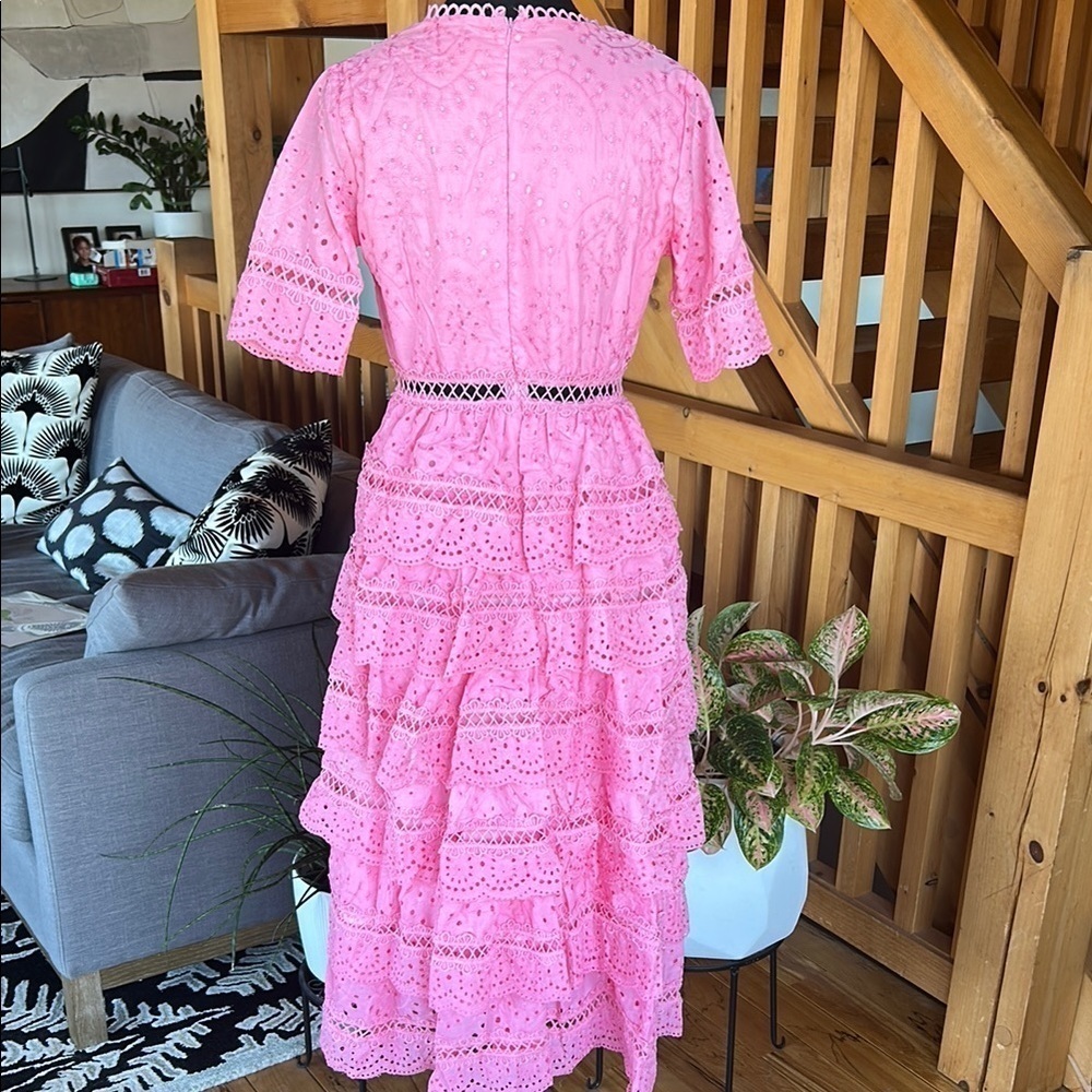 Pink Ruffled Tiered Midi Dress - Picture 8 of 10